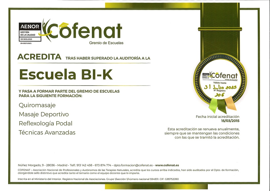 Certificado COFENAT - Bik